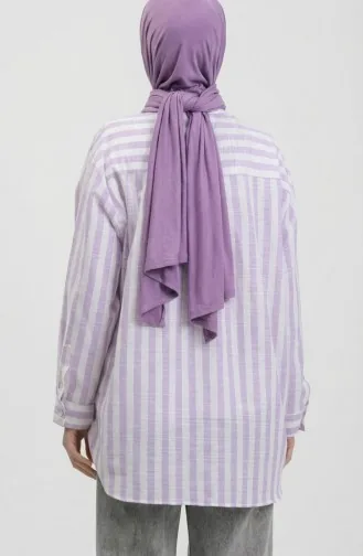 Gestreept Overhemd Van Linnenmix 4817-02 Lila 4817-02