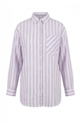 Gestreept Overhemd Van Linnenmix 4817-02 Lila 4817-02