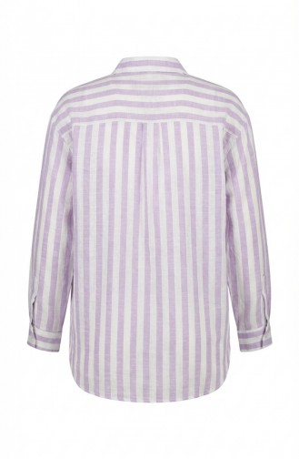 قميص بخطوط كتان 4817-02 بنفسجي فاتح 4817-02