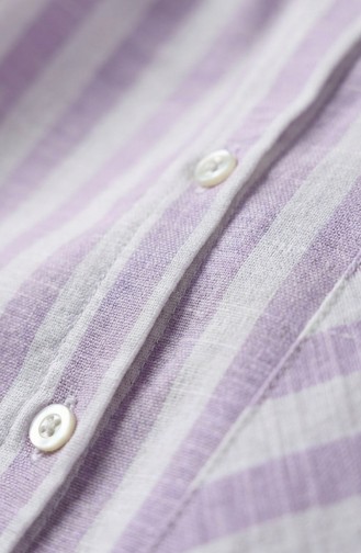قميص بخطوط كتان 4817-02 بنفسجي فاتح 4817-02