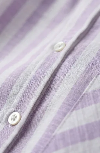 Gestreept Overhemd Van Linnenmix 4817-02 Lila 4817-02