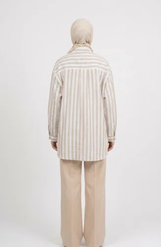 Chemise A Rayures Mélange Lin 4817-03 Vison 4817-03