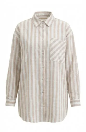 Chemise A Rayures Mélange Lin 4817-03 Vison 4817-03