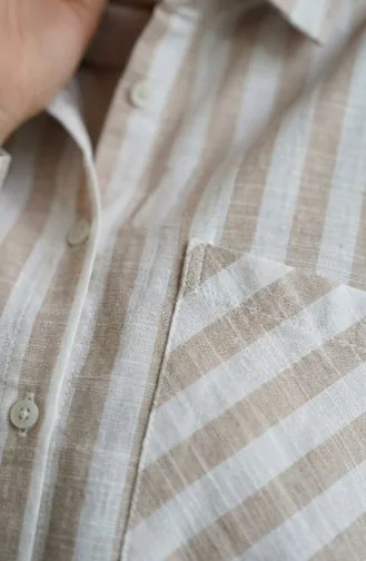 Chemise A Rayures Mélange Lin 4817-03 Vison 4817-03