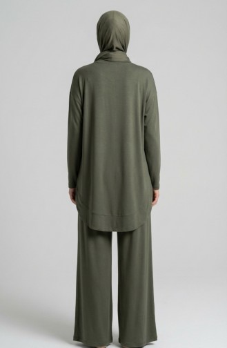 طقم أويشو من قطعتين، بلوزة وبنطال، لون كاكي، رقم الموديل 2164-06 2164-06