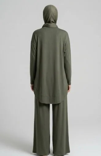 طقم أويشو من قطعتين، بلوزة وبنطال، لون كاكي، رقم الموديل 2164-06 2164-06