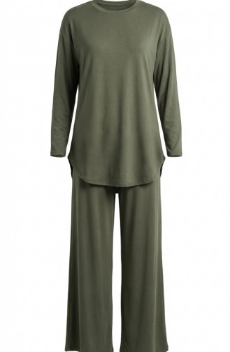 طقم أويشو من قطعتين، بلوزة وبنطال، لون كاكي، رقم الموديل 2164-06 2164-06