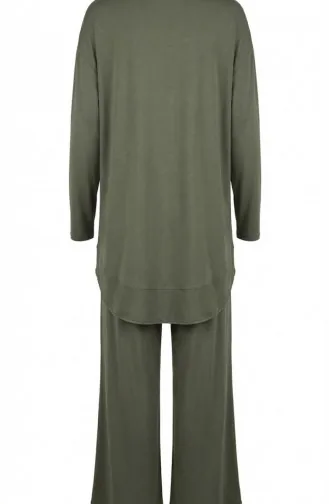 طقم أويشو من قطعتين، بلوزة وبنطال، لون كاكي، رقم الموديل 2164-06 2164-06