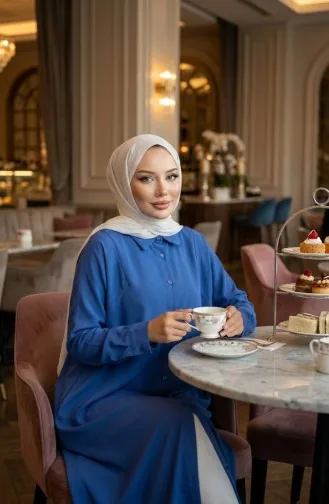 تونيك بأكمام راجلان 4066-03 نيلي 4066-03