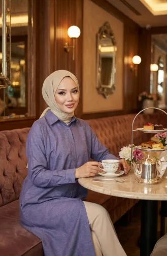 تونيك بأكمام راجلان 4066-14 جينز أزرق 4066-14