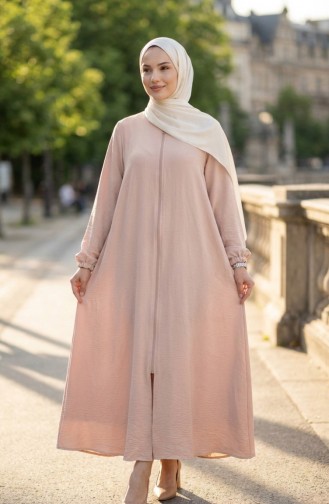 Abaya Mevlana En Tissu Aerobin Manches élastiquées Et Fermeture éclair Beige 4140-04 4140-04