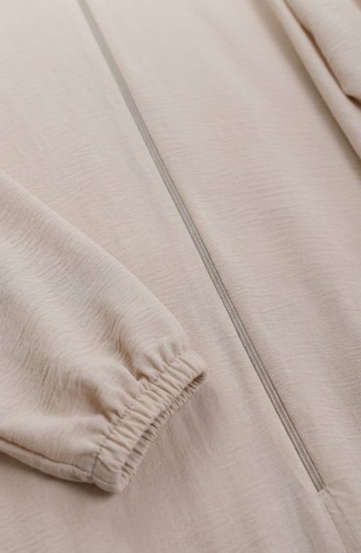 عباية مولانا من قماش أيروبين بأكمام مطاطية وسحاب، 4140-04 بيج 4140-04