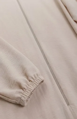 عباية مولانا من قماش أيروبين بأكمام مطاطية وسحاب، 4140-04 بيج 4140-04