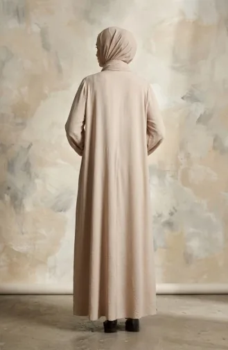 عباية مولانا من قماش أيروبين بأكمام مطاطية وسحاب، 4140-04 بيج 4140-04