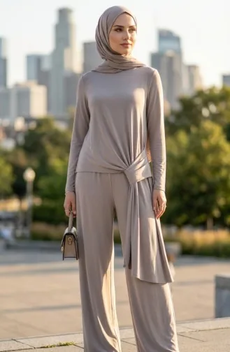 Oysho Kumaş Tunik Pantolon ikili Takım 5110-01 Bej