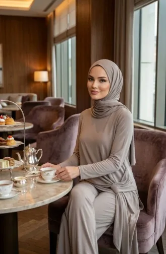 Oysho Kumaş Tunik Pantolon ikili Takım 5110-01 Bej