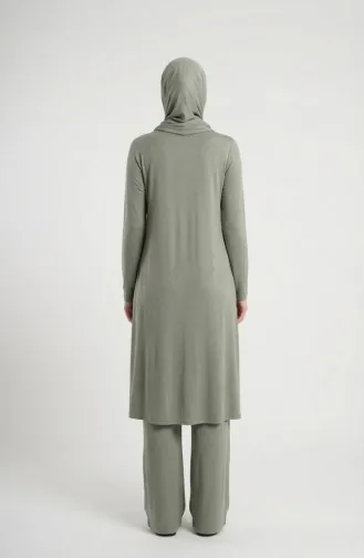 Oysho Kumaş Tunik Pantolon ikili Takım 5110-02 Zeytin Yeşili