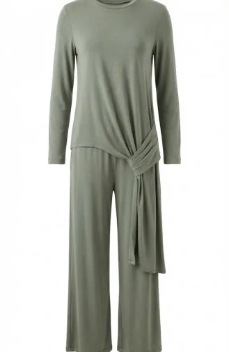 Oysho Kumaş Tunik Pantolon ikili Takım 5110-02 Zeytin Yeşili