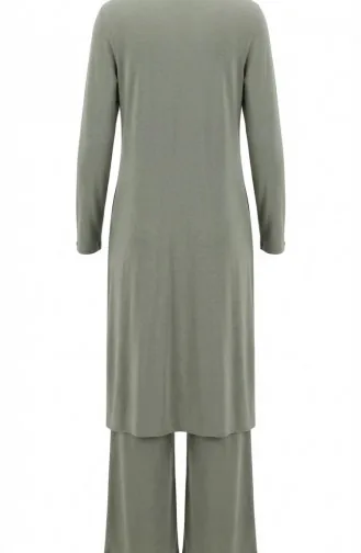 Oysho Kumaş Tunik Pantolon ikili Takım 5110-02 Zeytin Yeşili