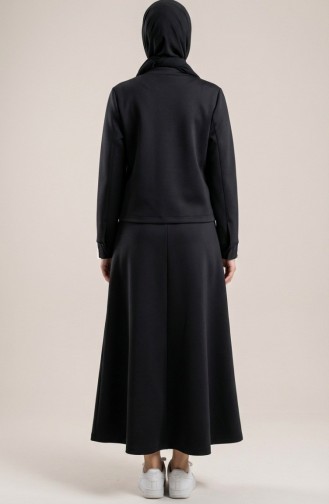 Ensemble Deux Pièces Veste Et Robe En Tissu Scuba 0233-03 Noir 0233-03