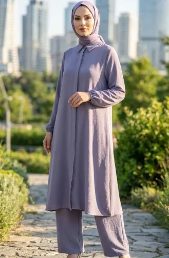 طقم من قطعتين من قماش أيروبين، سترة وبنطال، رقم الموديل 4142-01، لون رمادي 4142-01