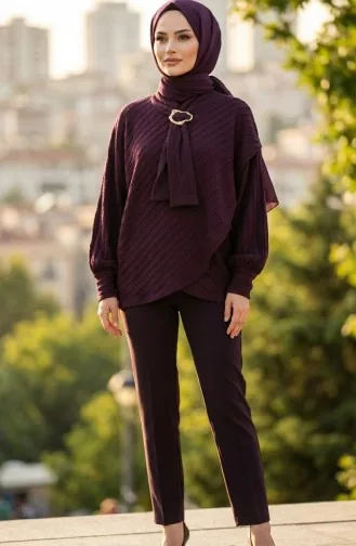 Bluse Mit Bindekragen 71370-01 Pflaume 71370-01