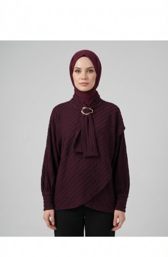 Blouse Met Strikkraag 71370-01 Pruim 71370-01