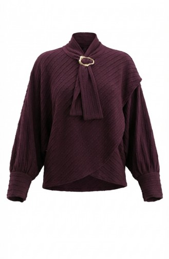 Blouse Met Strikkraag 71370-01 Pruim 71370-01