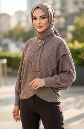 Bluse Mit Bindekragen 71370-02 Nerz 71370-02