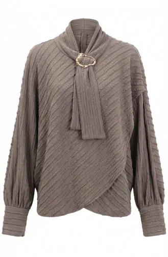 Bluse Mit Bindekragen 71370-02 Nerz 71370-02