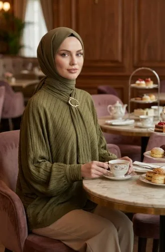 Tie Collar Blouse 71370-03 Olive Green 71370-03