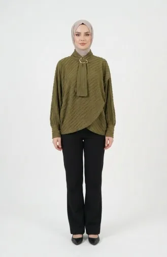 Tie Collar Blouse 71370-03 Olive Green 71370-03