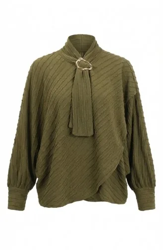 Tie Collar Blouse 71370-03 Olive Green 71370-03