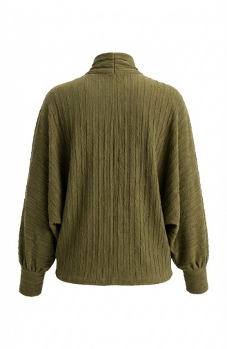 بلوزة برباط عند الرقبة 71370-03 لون زيتوني 71370-03