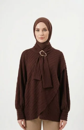 Chemisier à Col Cravate 71370-04 Marron 71370-04