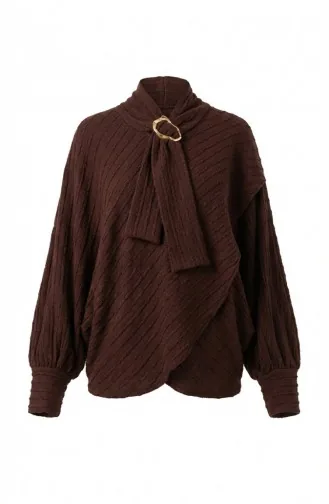 Chemisier à Col Cravate 71370-04 Marron 71370-04