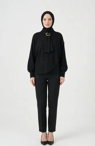 Bluse Mit Bindekragen 71370-05 Schwarz 71370-05