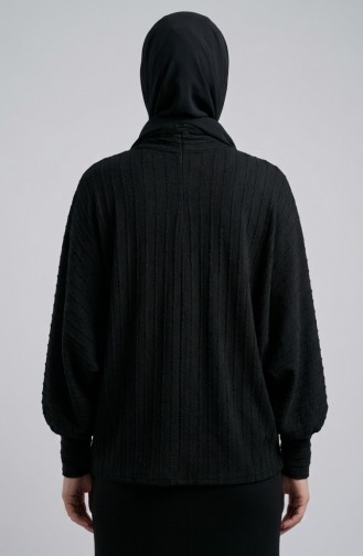 بلوزة برباط ياقة 71370-05 سوداء 71370-05