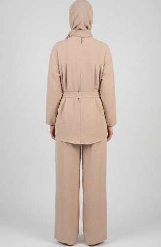 Tweedelige Set Van Tuniek En Broek Van Aerobin-stof 4141-02 Beige 4141-02