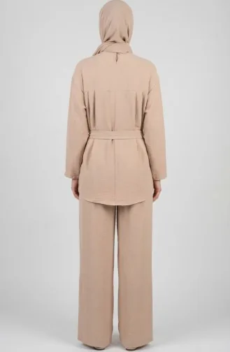 Tweedelige Set Van Tuniek En Broek Van Aerobin-stof 4141-02 Beige 4141-02