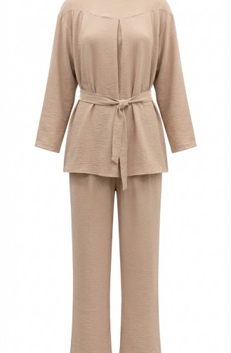 Tweedelige Set Van Tuniek En Broek Van Aerobin-stof 4141-02 Beige 4141-02