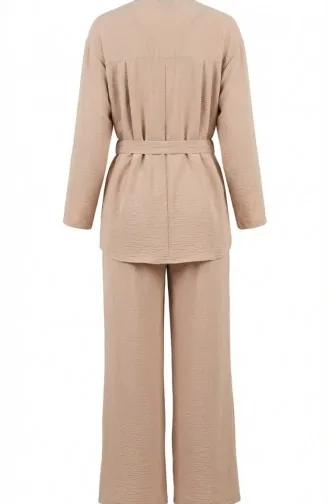 Tweedelige Set Van Tuniek En Broek Van Aerobin-stof 4141-02 Beige 4141-02