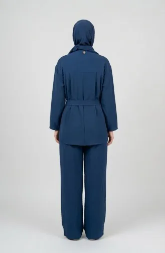 Tweedelige Set Van Tuniek En Broek Van Aerobin-stof 4141-03 Indigo 4141-03