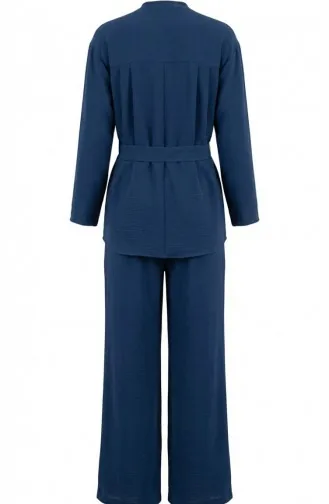 Tweedelige Set Van Tuniek En Broek Van Aerobin-stof 4141-03 Indigo 4141-03