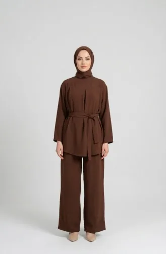 Tweedelige Set Van Tuniek En Broek Van Aerobin-stof 4141-04 Bruin 4141-04