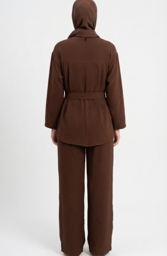 Tweedelige Set Van Tuniek En Broek Van Aerobin-stof 4141-04 Bruin 4141-04
