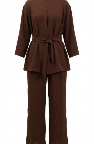 Tweedelige Set Van Tuniek En Broek Van Aerobin-stof 4141-04 Bruin 4141-04