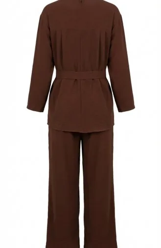 Tweedelige Set Van Tuniek En Broek Van Aerobin-stof 4141-04 Bruin 4141-04