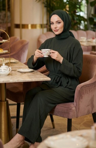 Tweedelige Set Van Tuniek En Broek Van Aerobin-stof 4141-06 Khaki 4141-06