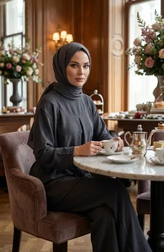 Tweedelige Set Van Tuniek En Broek Van Aerobin-stof 4141-07 Antraciet 4141-07